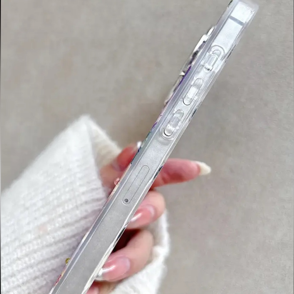 iPhone 15 Pro Max Floral Case Wavy Edges to Grip w/Stand & Embellished NWT NIB - Picture 4 of 6